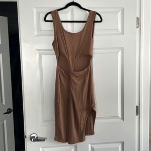 Tan tank dress with side cutouts